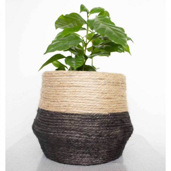 Bloempot jute/zwart upcycled