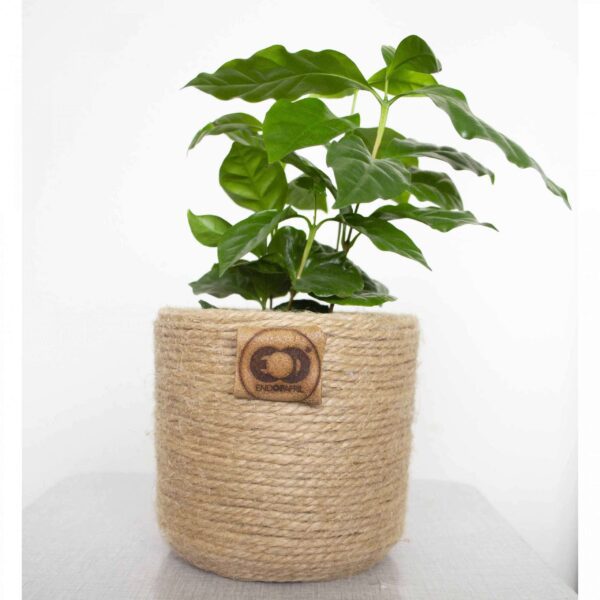 Bloempot jute upcycled cilinder