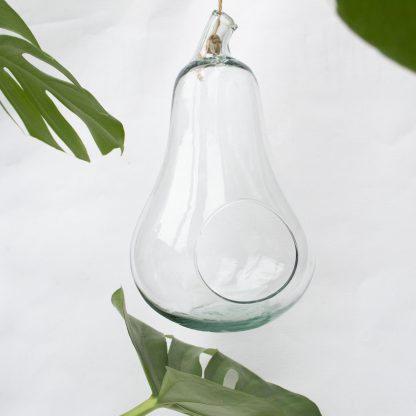 Vintage hangende bloempot glas