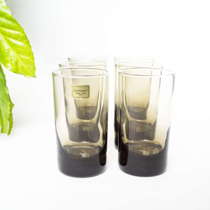 Vintage rookglas glaasjes Luminarc