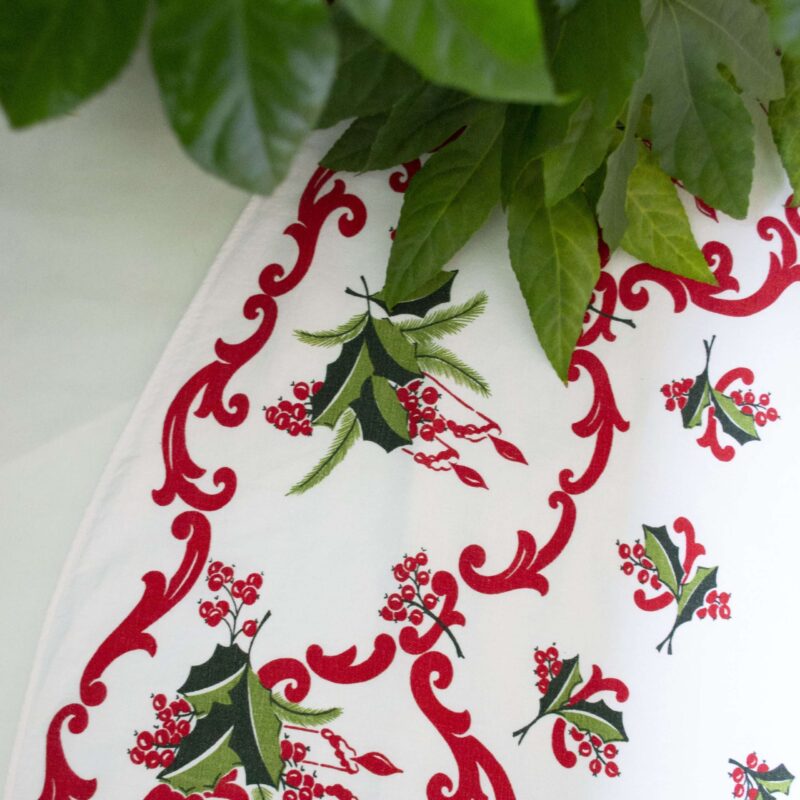 Vintage tafelkleed ovaal kerst