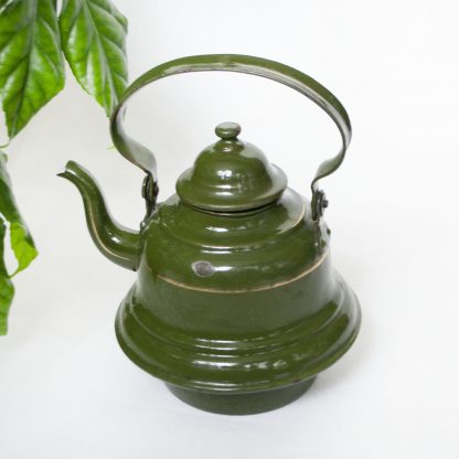 Vintage emaille theepot groen