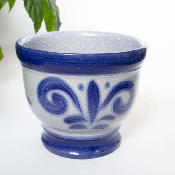 Vintage bloempot grijs/blauw