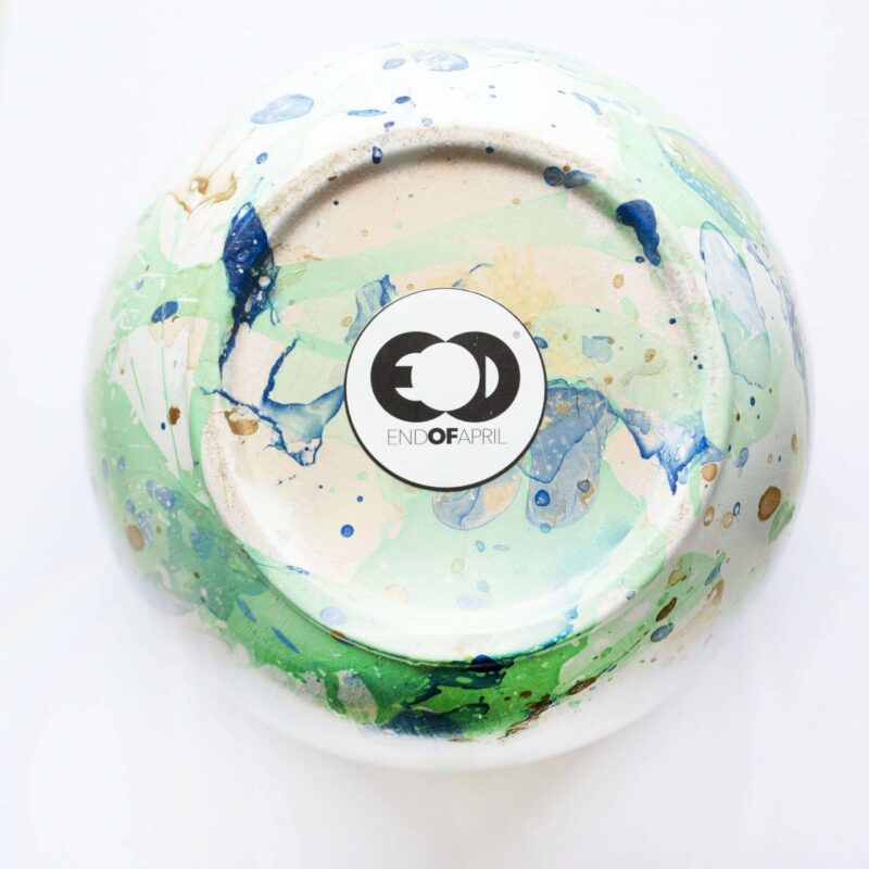 Bloempot marble upcycled groen