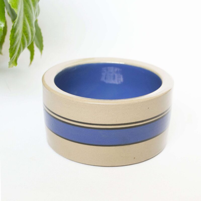 Vintage bloempot streep blauw 