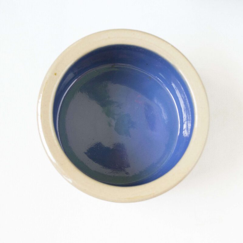 Vintage bloempot streep blauw 