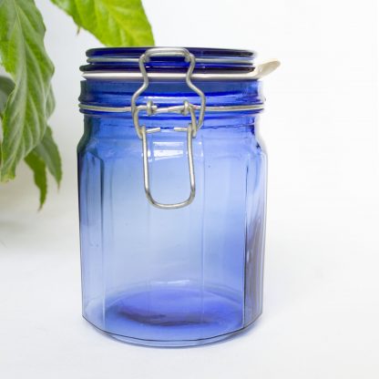 Vintage weckpot blauw glas