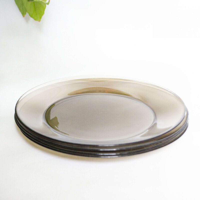 Vintage bord plat groot rookglas set 4