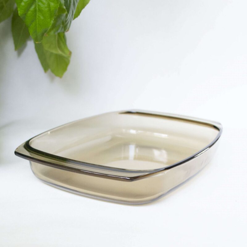 Vintage ovenschaal rookglas