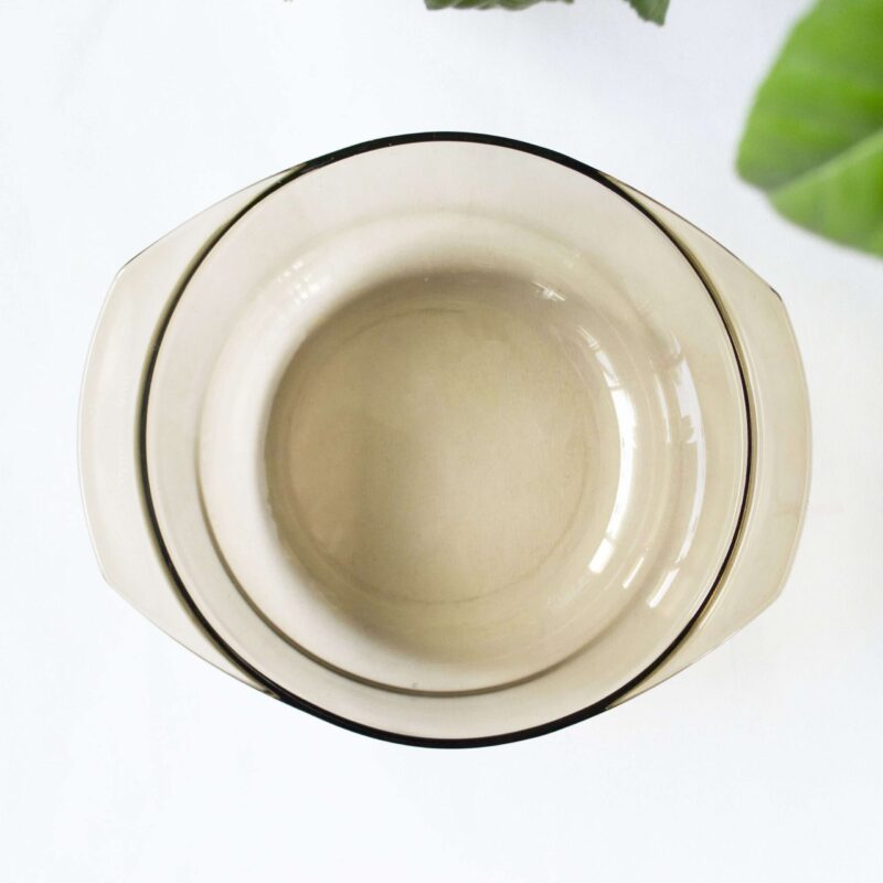 Vintage ovenschaal rond rookglas