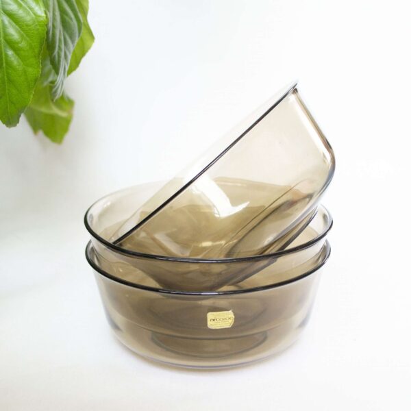 Vintage rookglas schaal set 3