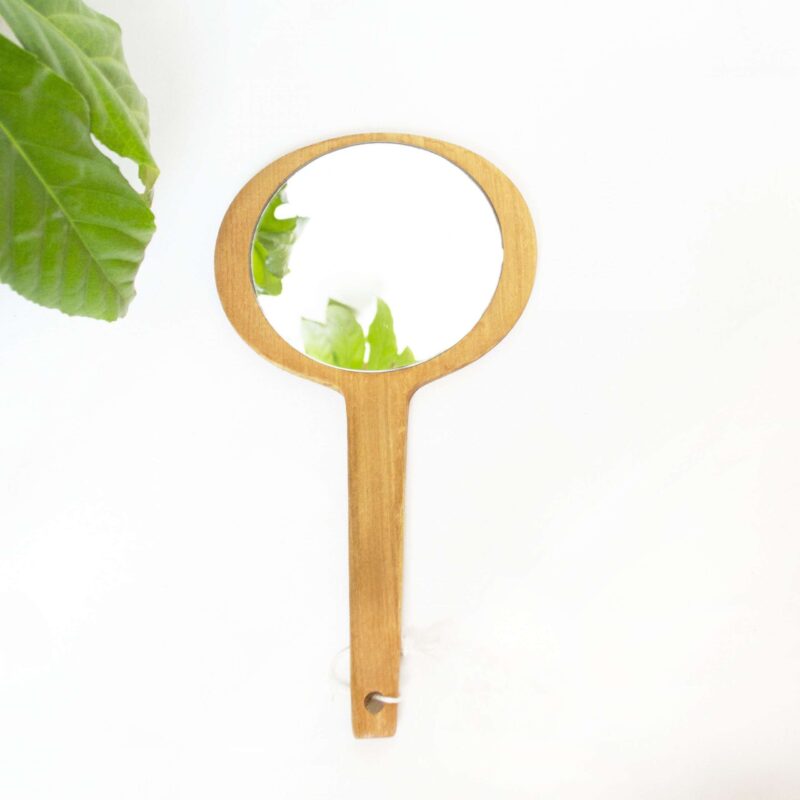 Vintage handspiegel hout