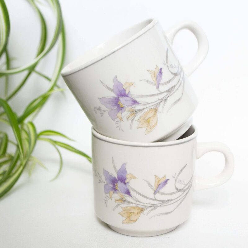 Vintage set mokken bloem