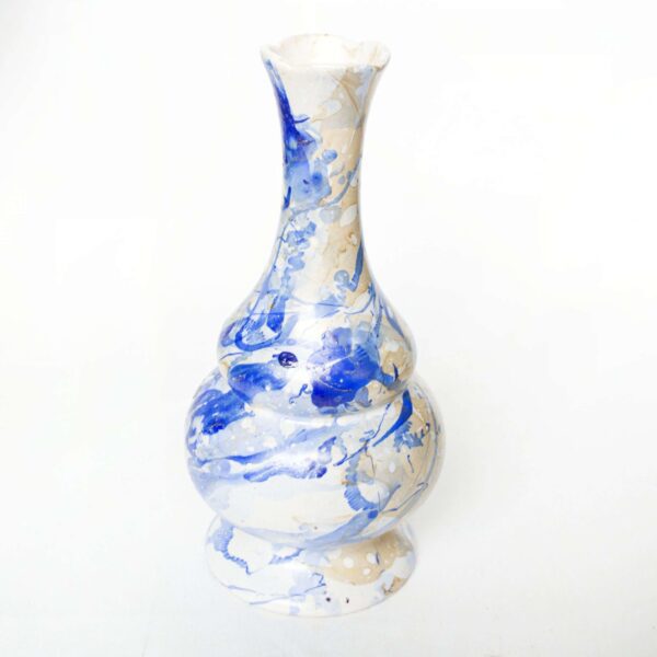 Marble vaas upcycled blauw/goud
