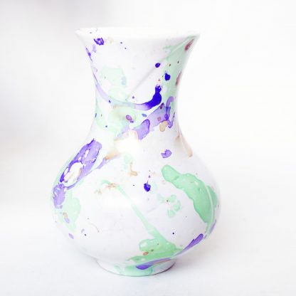 Marble vaas upcycled mint/paars 