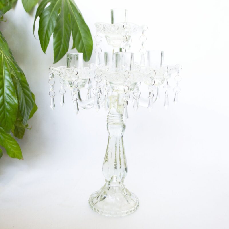 Vintage kandelaar glas 5 poot