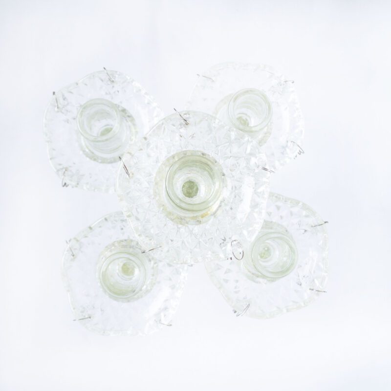 Vintage kandelaar glas 5 poot
