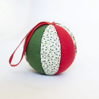 Vintage kerstbal stof groen/rood