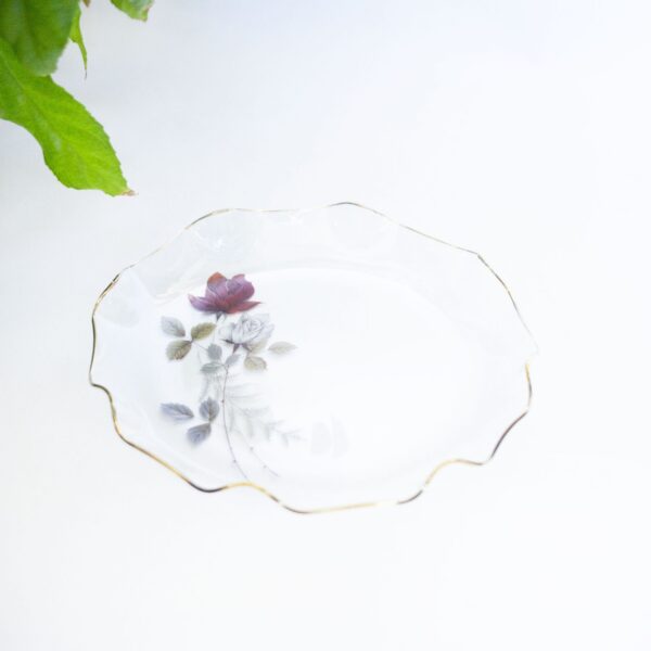 Vintage schaal glas roos