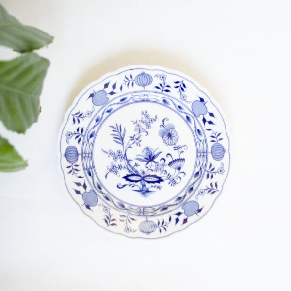 Vintage wandbord blauw bloemen