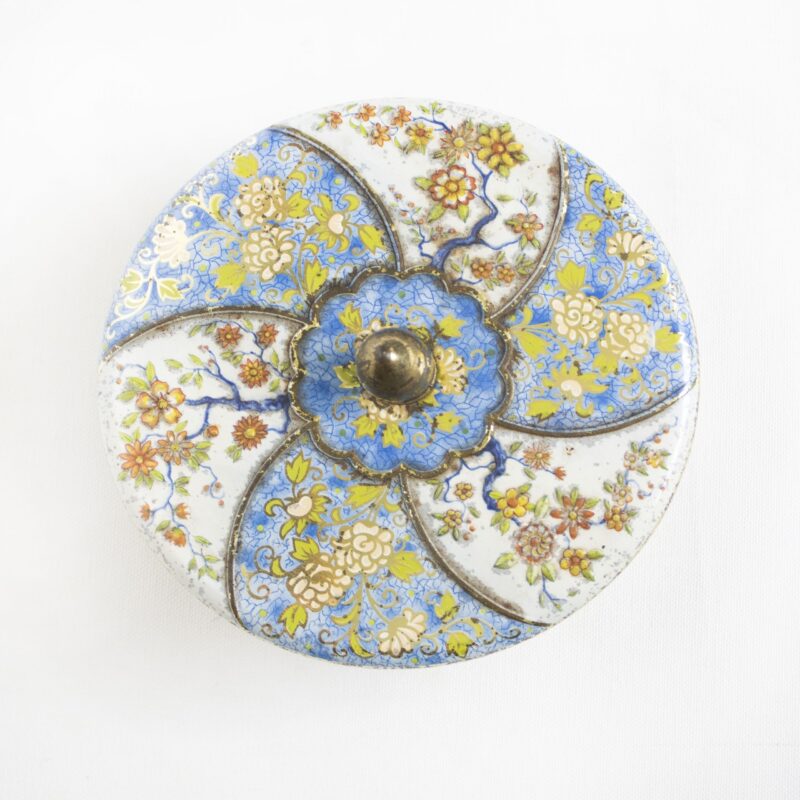 Vintage blik rond bloemen