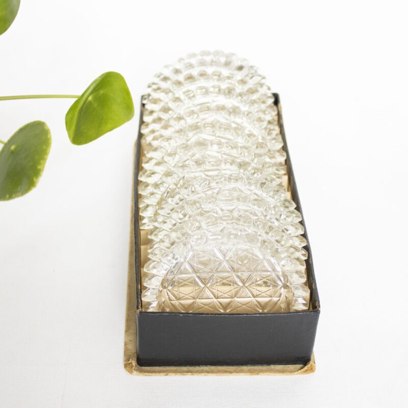 Vintage set onderzetters glas