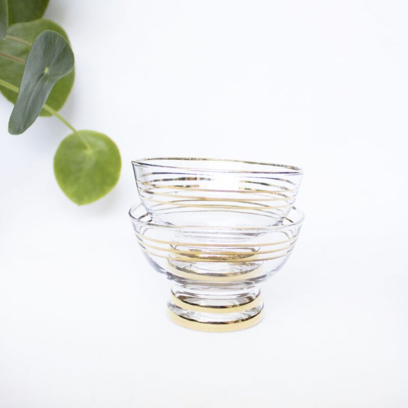 Vintage schaaltjes glas goudkleurig randje