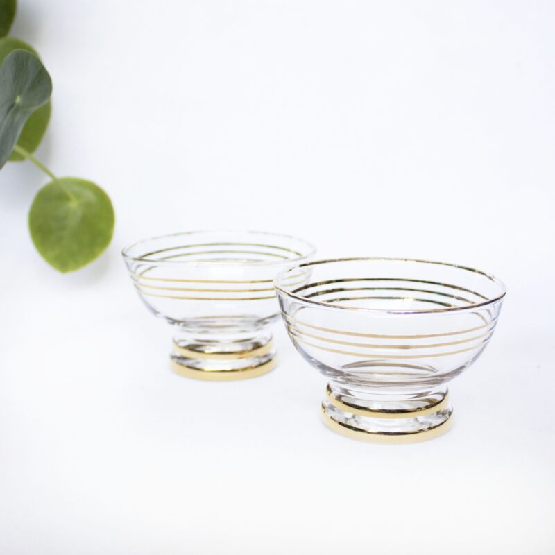 Vintage schaaltjes glas goudkleurig randje