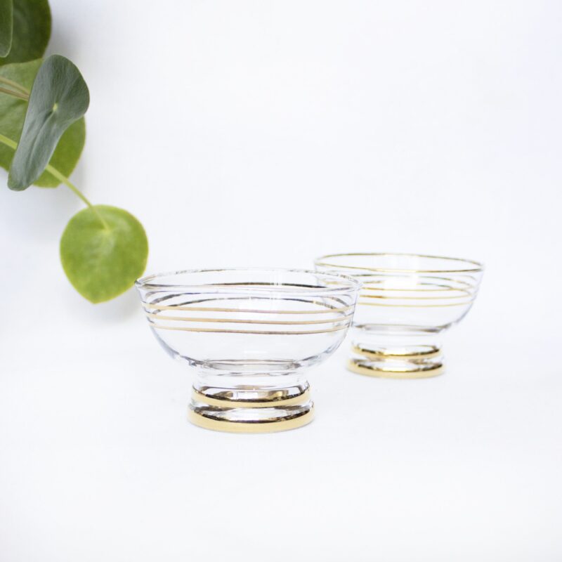 Vintage schaaltjes glas goudkleurig randje