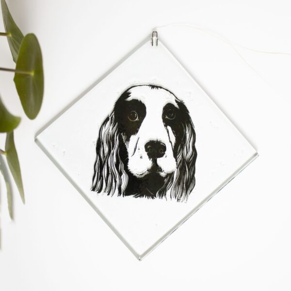 Vintage wandtegel glas hond
