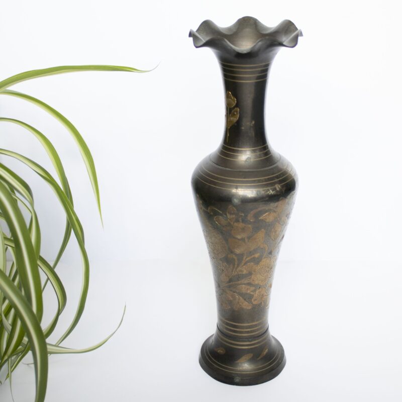 Vintage vaas messing bloemen
