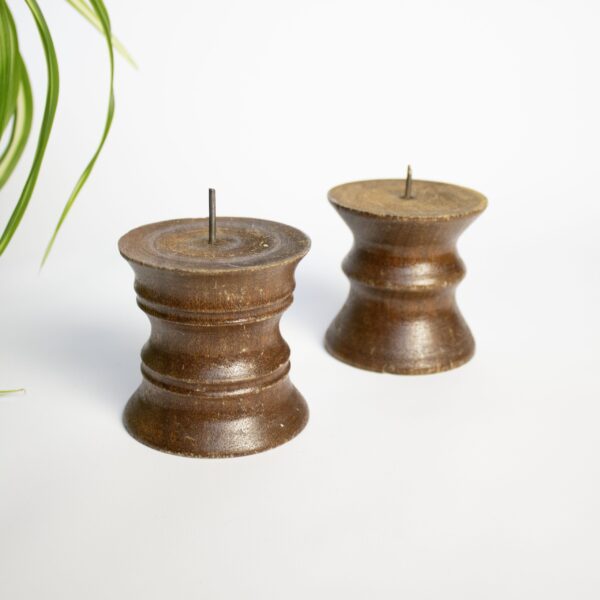 Vintage houten kandelaar set middel