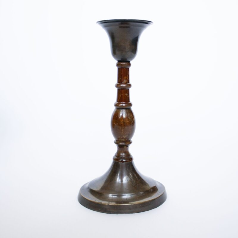 Vintage kandelaar hout/metaal bruin