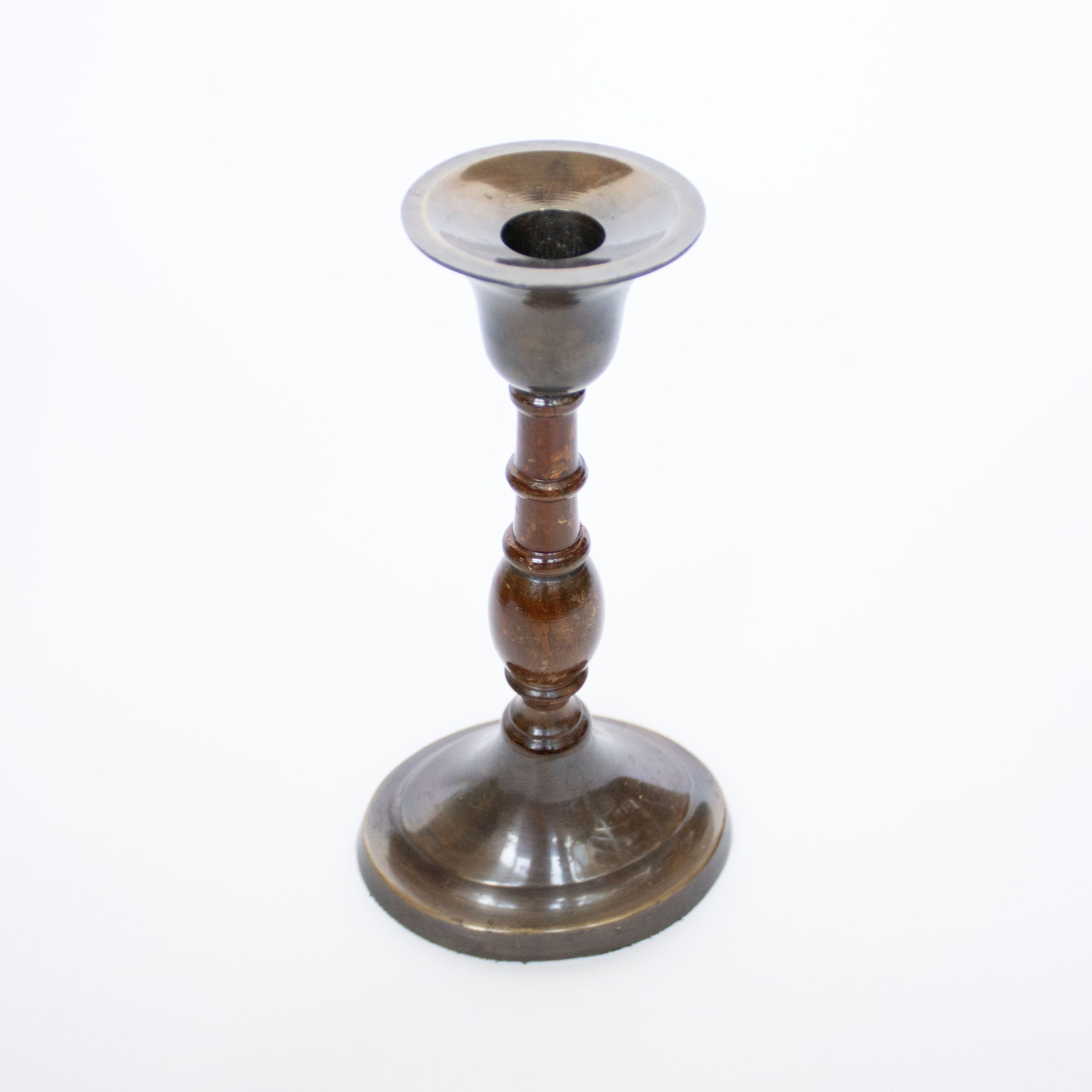 Vintage kandelaar hout/metaal bruin