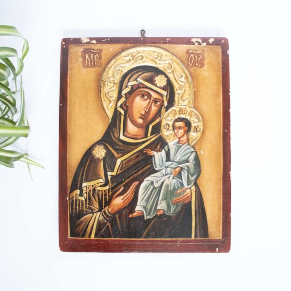Vintage wandbord hout Maria groot