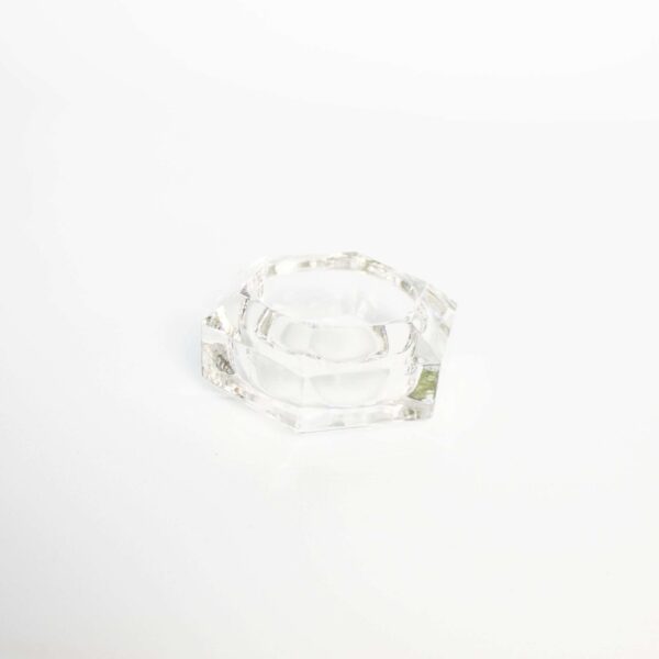 Vintage glas waxinelichthouder zeshoekig