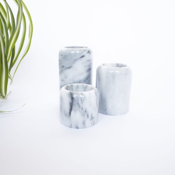 Vintage waxinelichthouder set marmer