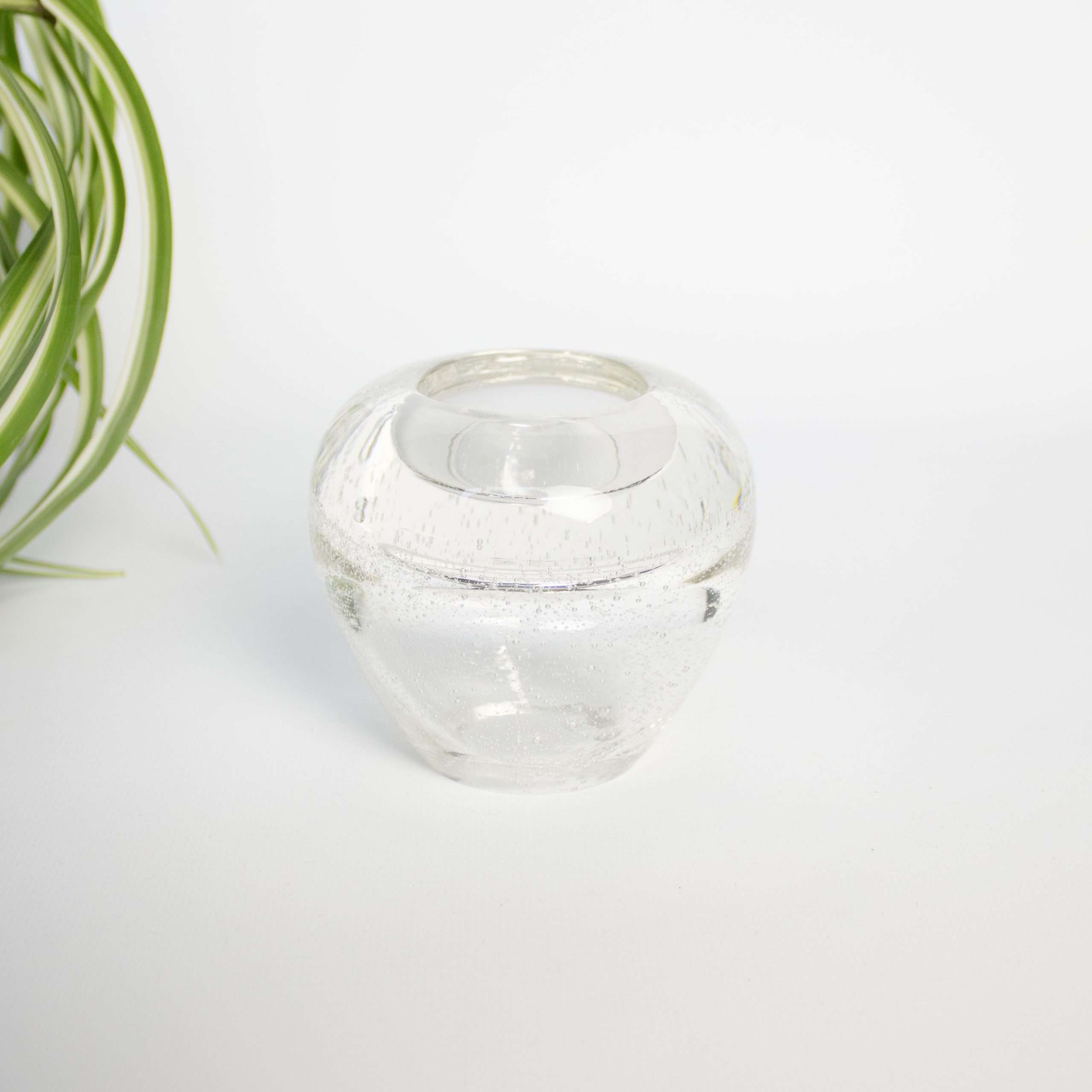 Vintage waxinelichthouder glas bubbels