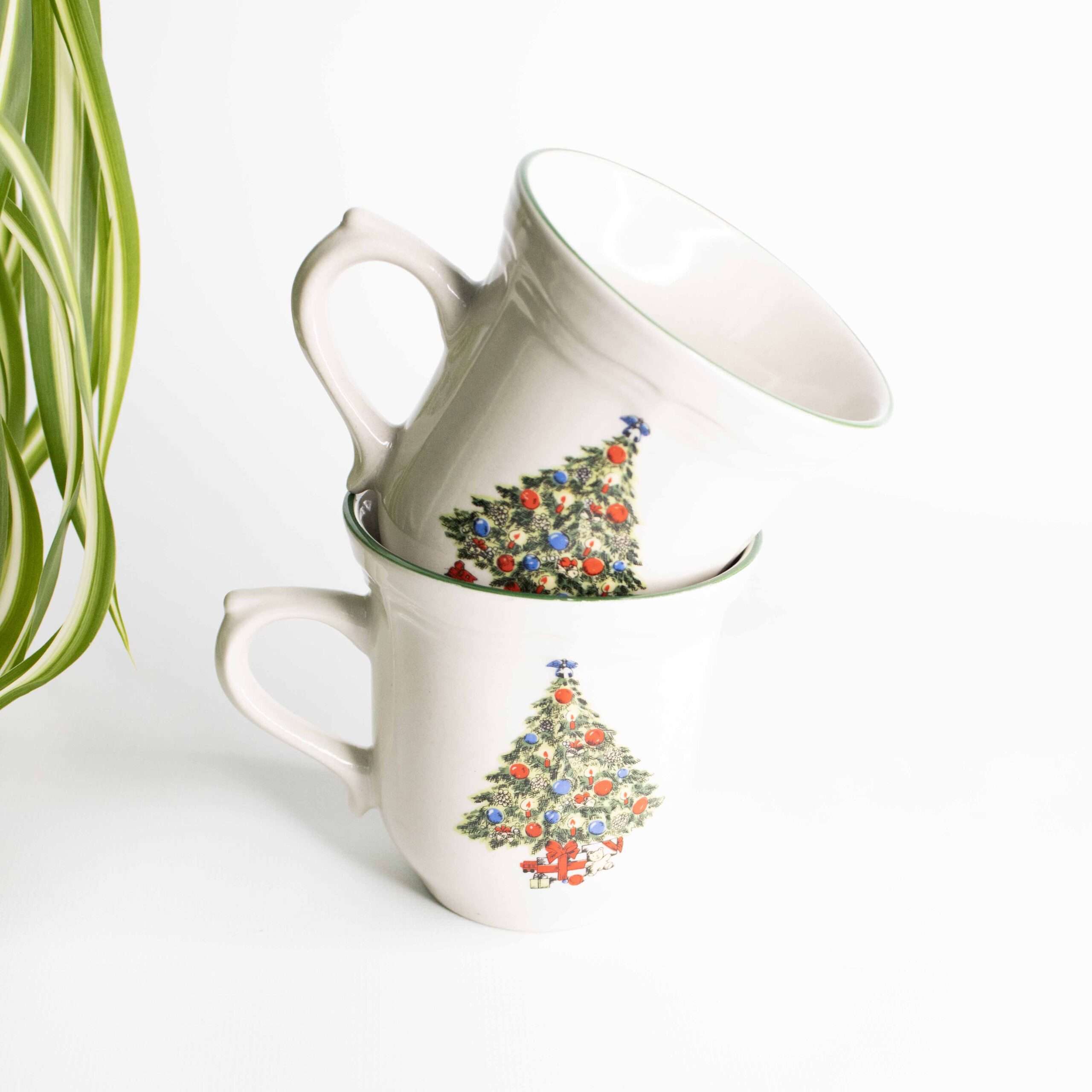 Vintage kerstmokken kerstboom