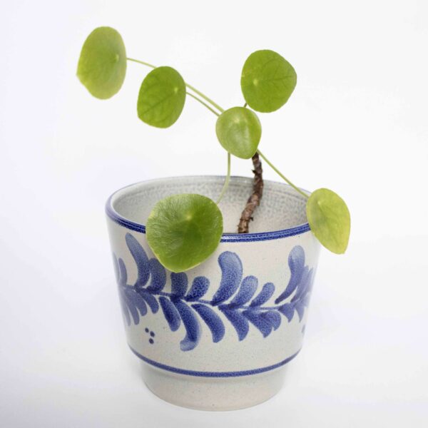 Vintage bloempot print blauw