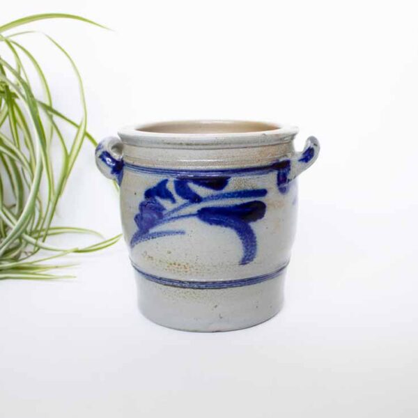 Vintage bloempot blauw/grijs oren